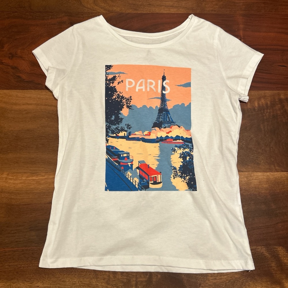 Kids' White Paris Print T-Shirt